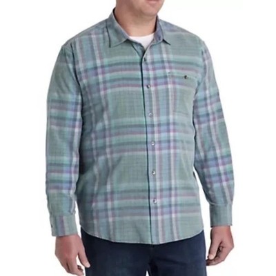 Tommy Bahama Men's Coastline Cord Verde Plaid Long Sleeve Woven Shirt Sz L
