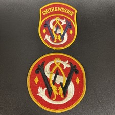 Vintage Smith Wesson red Patch 4 Sew On Logo 1970s Shooting Pistol Lot Of 2