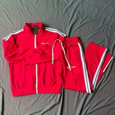 Palm Angels Men s Red 2pc Tracksuit Set L Track Jacket + Tapered Pants Stripe
