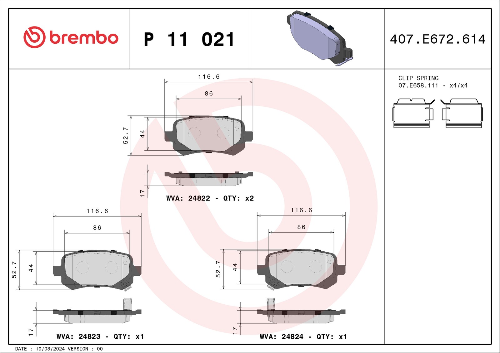 Brembo Bremsbelagsatz P 021, Hinten Größe 11 P 11 021 - Bild 4