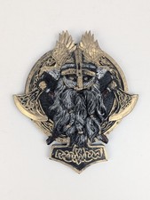 Viking Berserker Double Axe Plaque Valhalla Sculpture Resin Retro Wall Decor