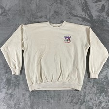 Vtg 90s Lee Sweatshirt Adult 2XL Cream Heavy Cotton Boxy Embroidered Made in USA