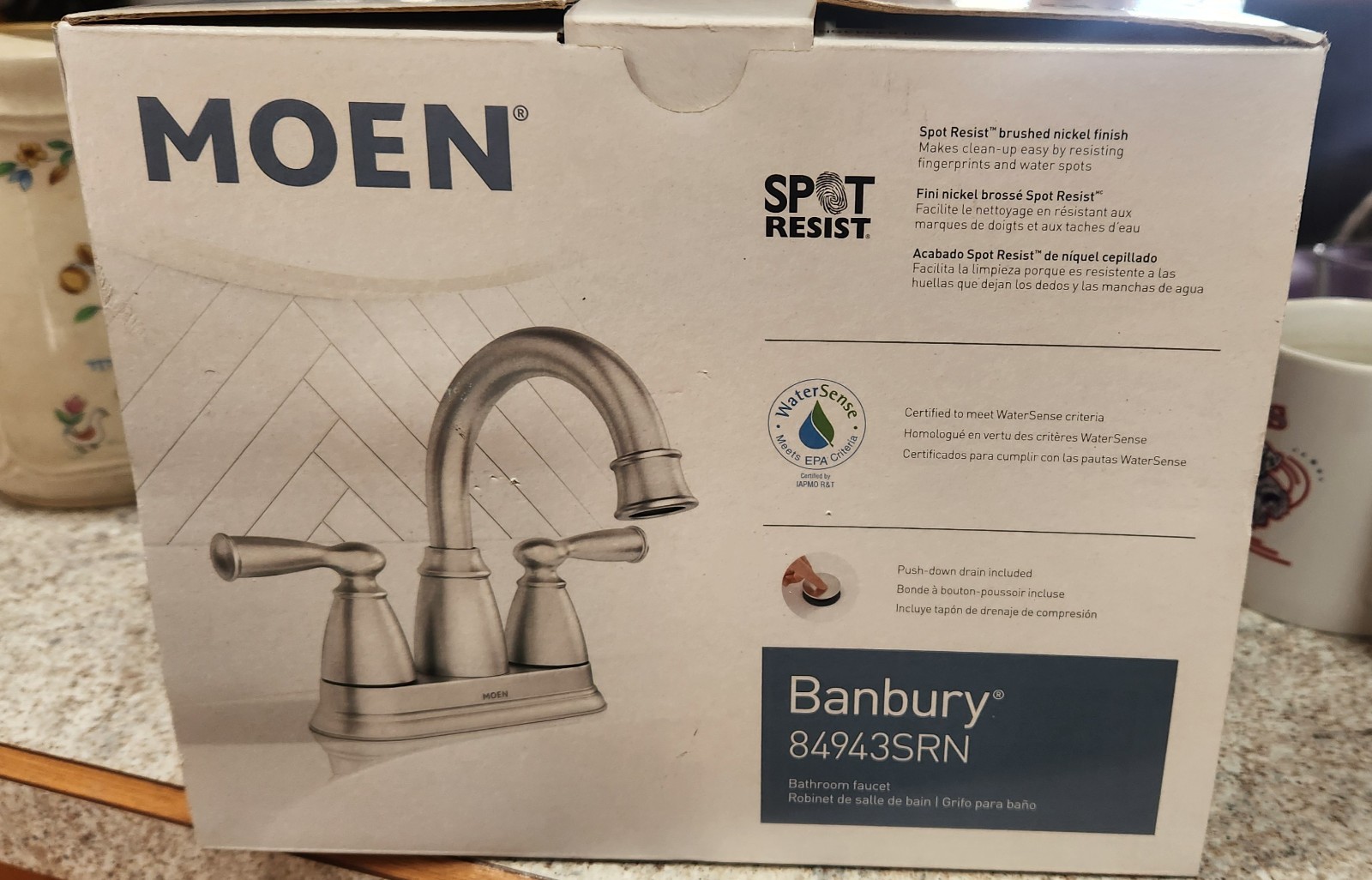 Banbury 84943SRN Centerset Double Handle Bathroom Faucet, Brushed Nickel