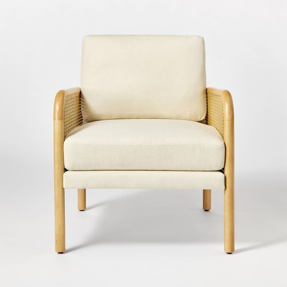 Cane and Upholstered Accent Chair Cream - Threshold designed with Studio McGee