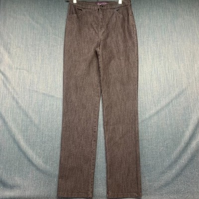 Gloria Vanderbilt Womens Amanda Jeans Size 6 Long Brown High Rise Straight Denim