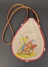 Vintage Spanish Suede Bota Bag Flask Matador Bullfight Recuerdo de España GC