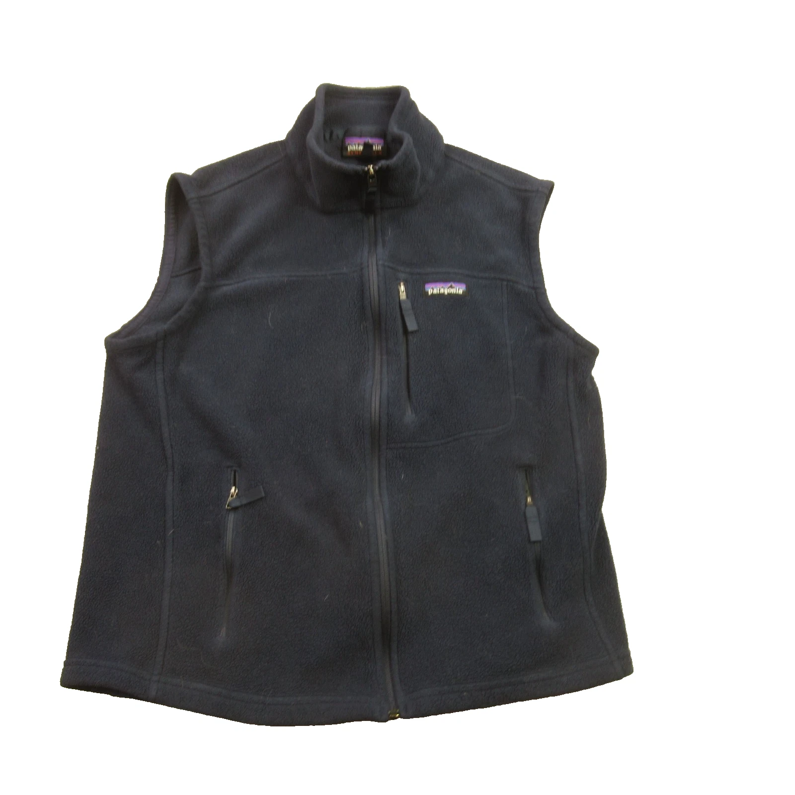 Patagonia Vest Mens Medium Sleeveless Lightweight Zip Pockets Navy Synchilla