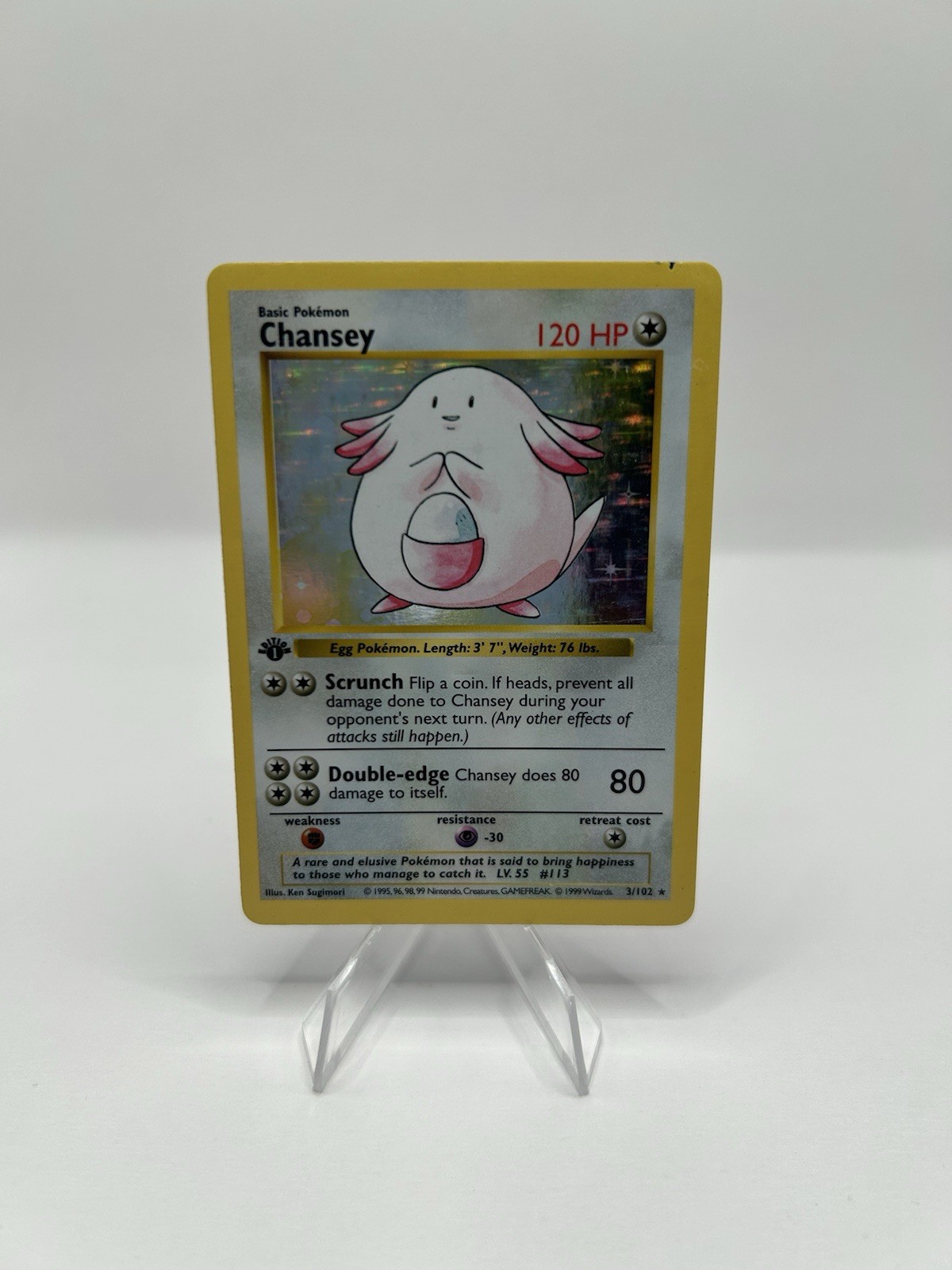 Pokémon TCG 1st Edition Chansey Base Set 3/102 Holo Rare Vintage 1999 WOTC - MP