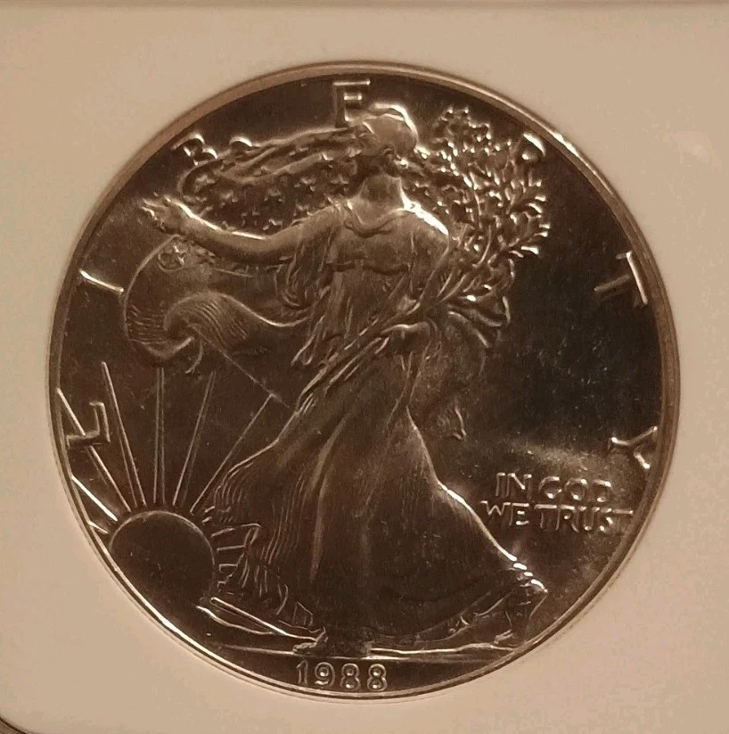 1988 $1 American 1oz Silver Eagle NGC MS69 Brown Label - Image 2 of 4
