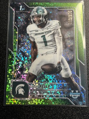 Omari Kelly 2025 Bowman University U Lime Green Mini-Diamond #/275 Bears