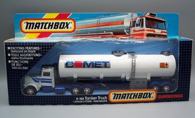 ''MATCHBOX'' **SUPERKINGS** K-103 PETERBILT TANKER *COMET* TAMPO CAB STRIPES MIB