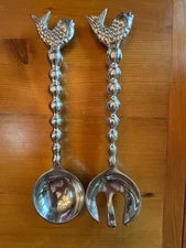 FISH Handle Vintage Serving Set Salad Servers, 13"
