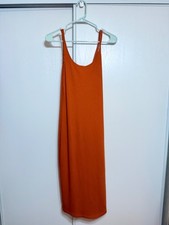 Urban Outfitters Women’s M Rust Orange Ribbed Midi Tank Dress Stretch