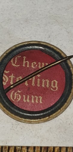 Super rare Chew Sterling Gum inside paper label pin back. No. 7 Halloween ghost