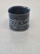 ancien porte serviette vintage ton argent bague motif noeud floral B9