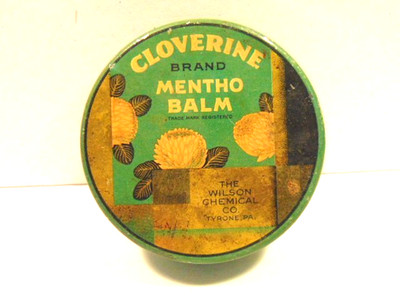 vintage Cloverine Mentho Balm empty salve tin