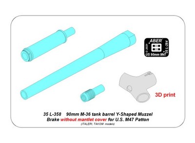 ABER Models 35 L-358 - 1:35 90 mm barrel Y-Shaped Muzzel Brake without mantlet f