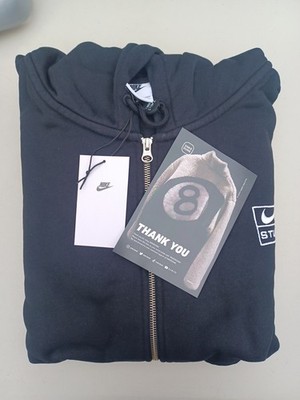 Nike x Stussy Zip Hood XXL Mens Black Color Hoodie Sportswear Jacket #0240