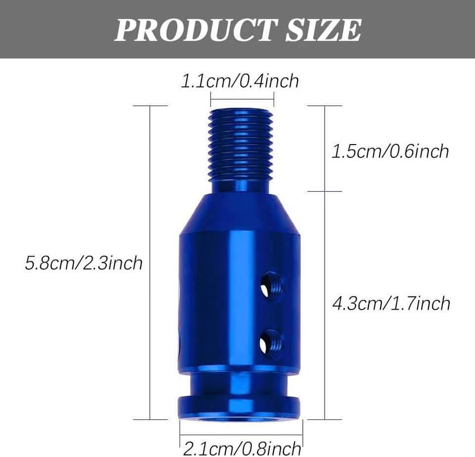 Aluminum Automatic Manual Shift Knob Adapter M12x1.25 Universal Gear Shifter Blu - Image 3 of 4