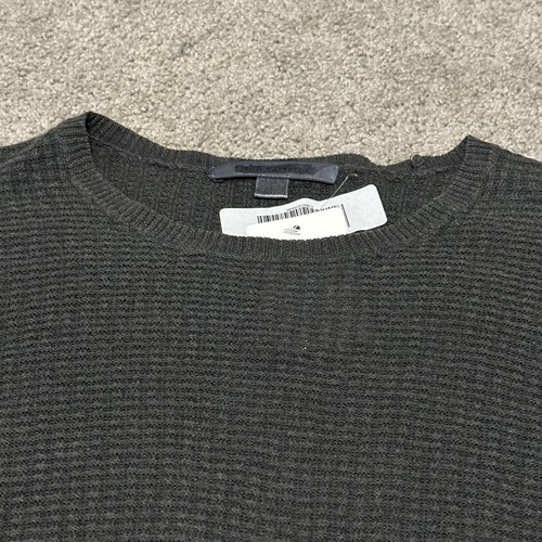 Camisa John Varvatos M Cuello Redondo Tejido Gofre Cuero Codo Parche Gris Carbón - Imagen 5 de 11