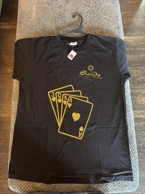 Vintage NOS T s USA Sands Casino Las Vegas Glitter Poker T-Shirt Men L Distress