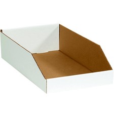 Open Top Bin Boxes 4.5" Height x 18" Length x 10" Width White Pack