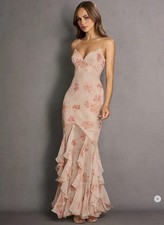 Azazie Atelier Rosia Peach Maxi Dress New Wedding Guest Prom Size 8 #TS