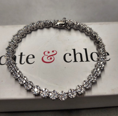 Cate & Chloe Ally 18k White Gold Plated Simulated Diamond Tennis Bracelet 7.25''