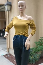 Off The Shoulder Long-Sleeve Cropped Top by Free People, M, chartreusse color