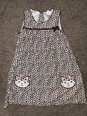 Nannette Kids Cheetah Print Corduroy Dress Kitty Cat Pink Bodysuit Girls Size 6
