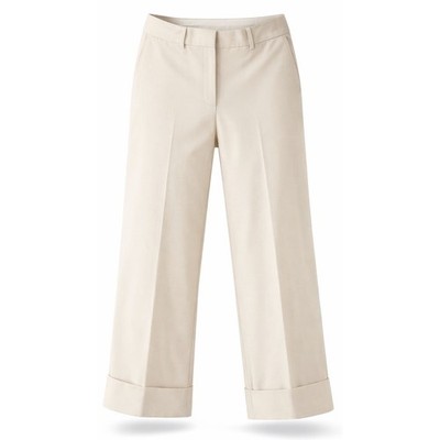 Rachel Zoe Wide Leg Crop Pants Womens 12 Beige Cuffed Hem Textured Trousers