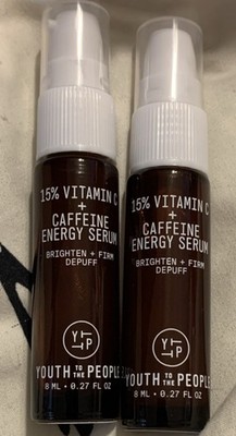 2 Youth To The People 15% Vitamin C Caffeine Serum Mini 8ml Brighten Firm Depuff
