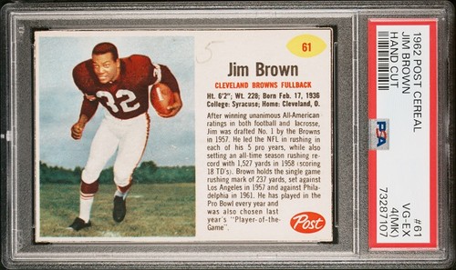 1962 Post Cereal #61 Jim Brown PSA 4 (MK) Cleveland Browns HOF Syracuse Univ.