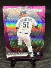 2020 Panini Prizm Brusdar Graterol 56 Purple Prizm RC Los Angeles Dodgers