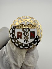 RN Caduceus Registered Nurse Scalloped Medical Emblem Enamel Pin