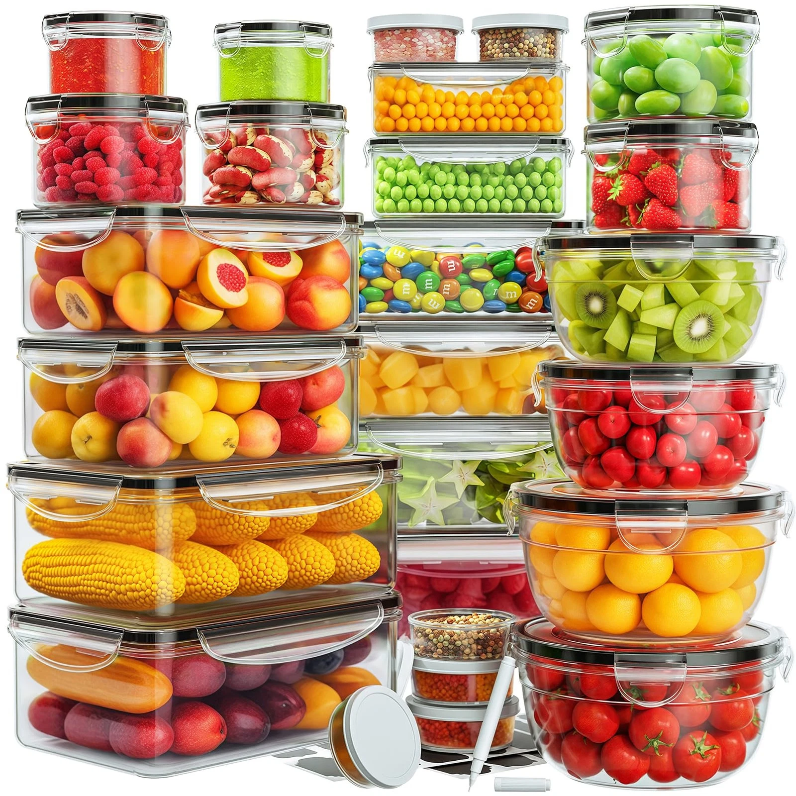 52 PCS Food Storage Containers with Lids Airtight (26 Lids & 26 Containers)- ...