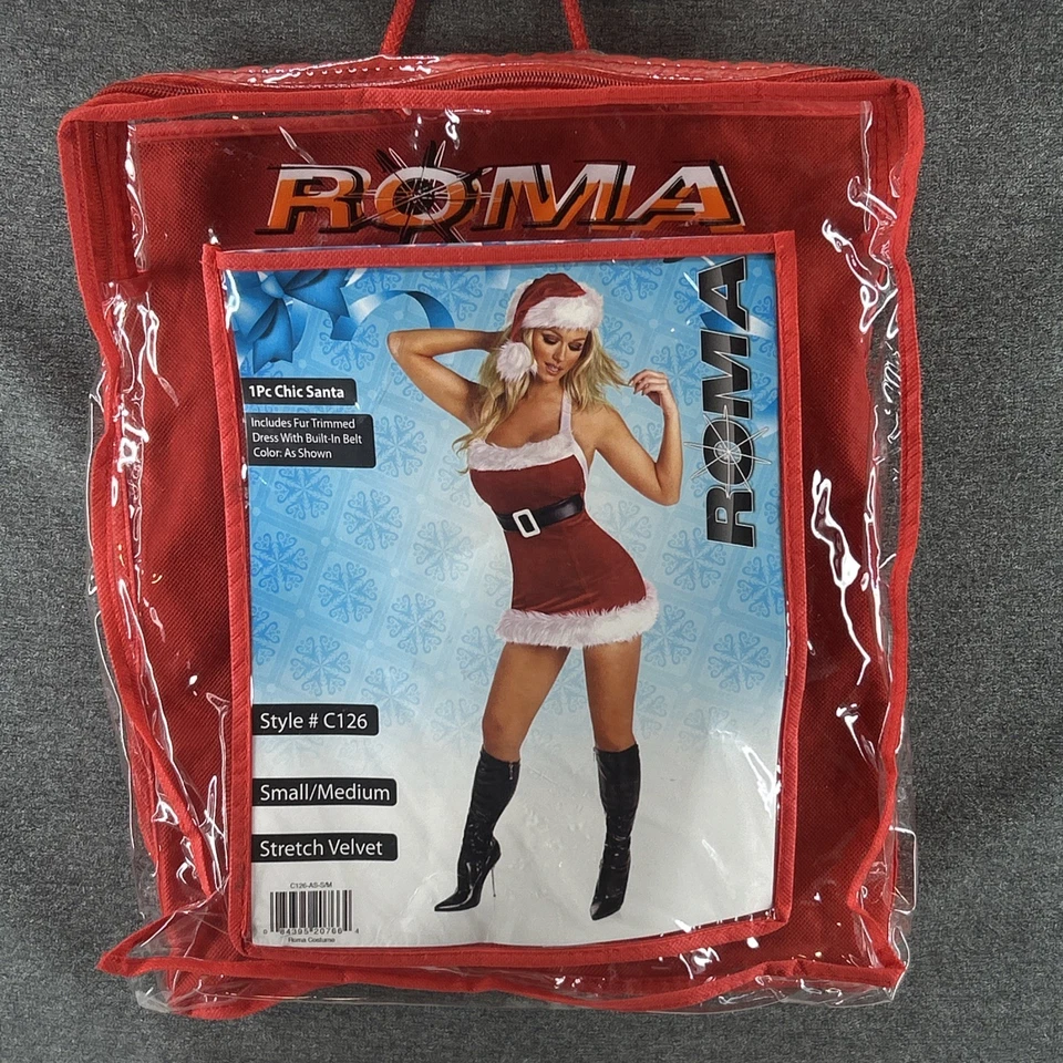 ROMA Mrs Santa Claus Costume Women Small/Medium Velvet Dress Hat Fur Boot Covers - Image 4 of 4