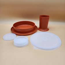 Vintage Tupperware Children  s Meal Set No Spill Cup And Plate Orange Daisy