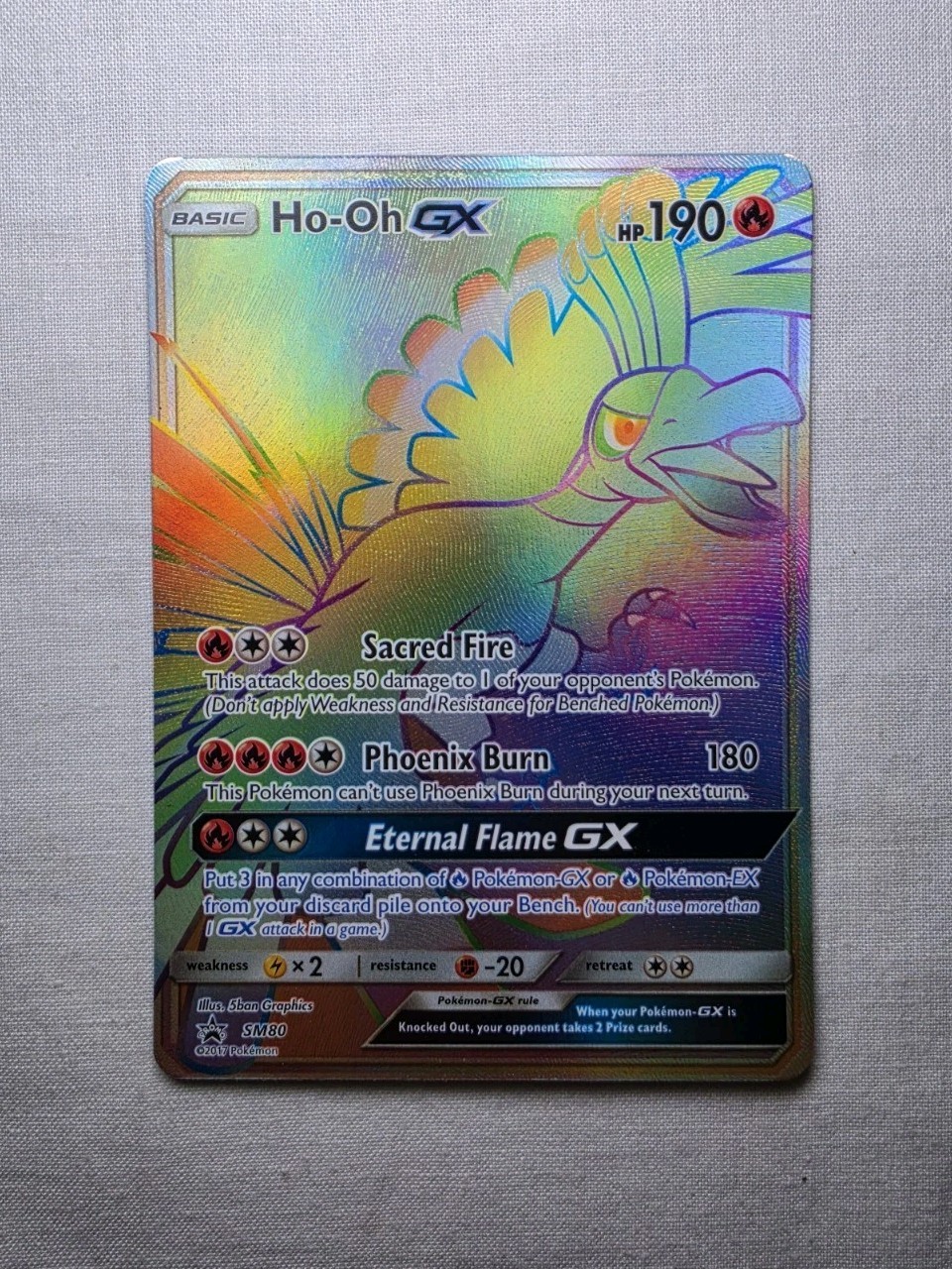 2017 Pokémon Black Star Promo Ho-oh GX #SM80 Full Art Ultra Rare Rainbow