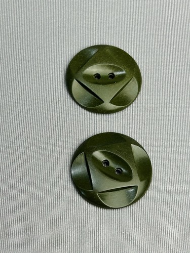 Dark Olive Green Large Geometric Coat Buttons Possibly Bakelite