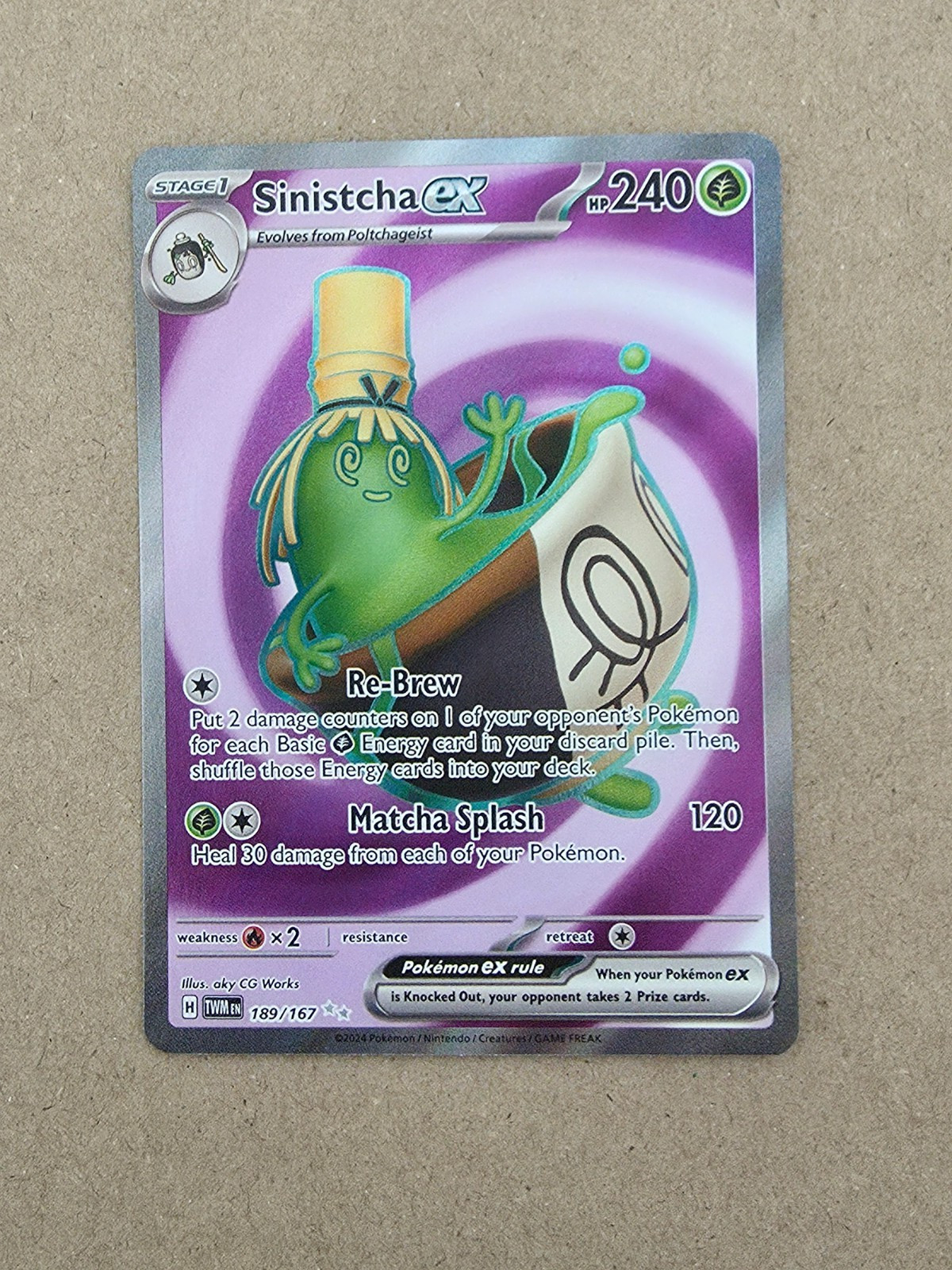 Sinistcha ex 189/167 Twilight Masquerade Full Art Pokemon Card
