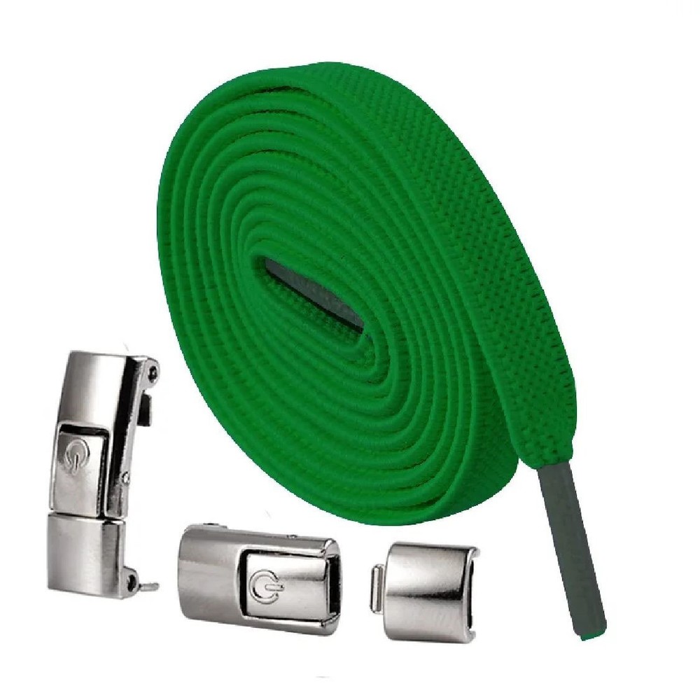 Stretchy Green Elastic No-Tie Boot Sneaker Laces Flat Replacement #2001
