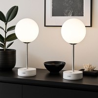 Tischlampe Tischleuchte Nachttischlampe Touchdimmer HöHenverstellbar Akku Led 2X
