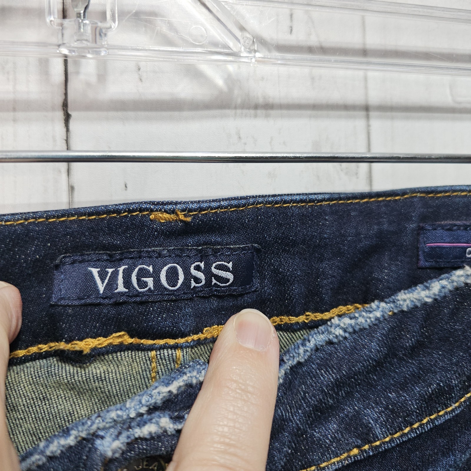 Vigoss Women's Dark Wash Distressed Raw Hem Jagger Denim Shorts Size 22W Stretch