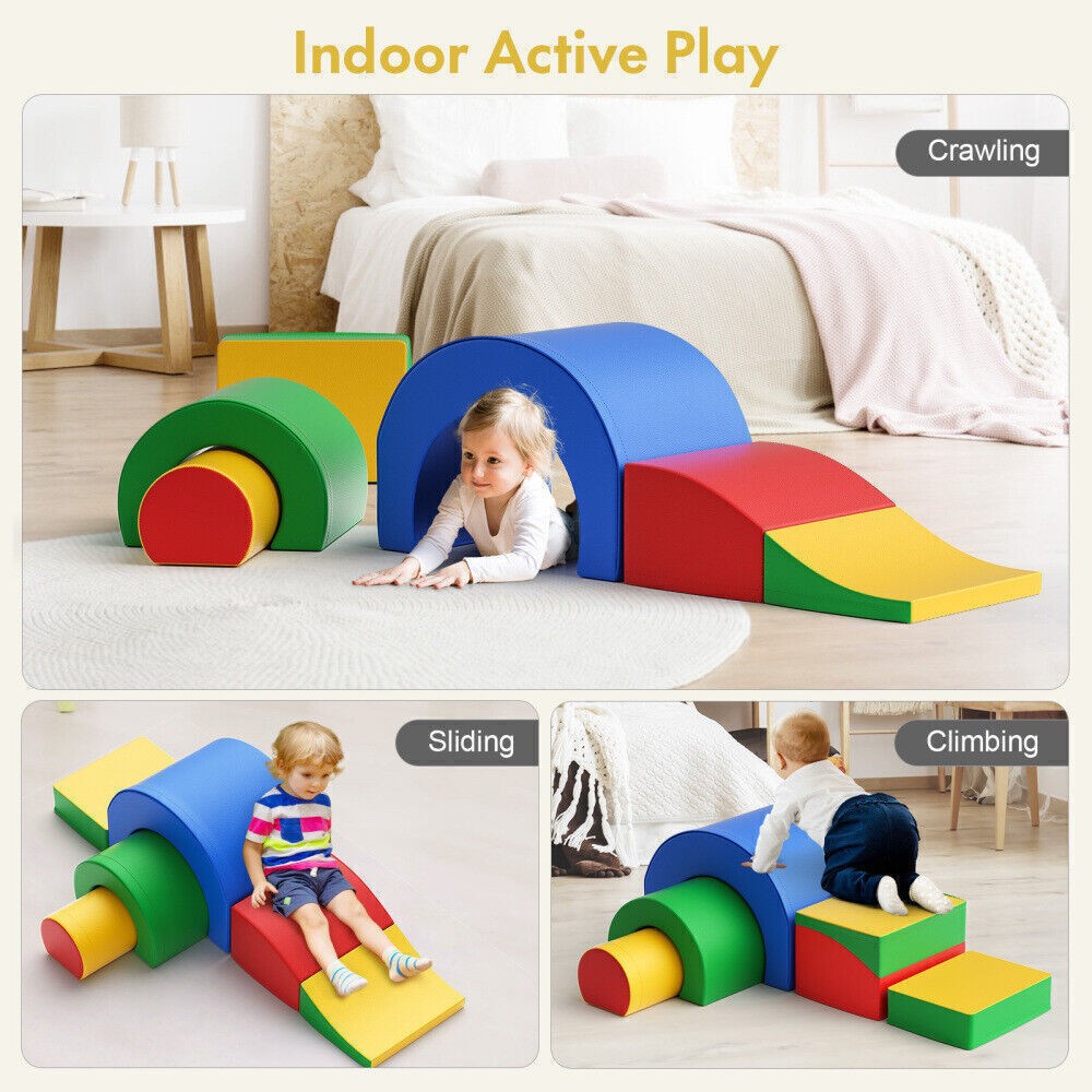 5pc Toddler Foam Play Set Soft Climbing Blocks Mat Active Kids Crawl Exploration