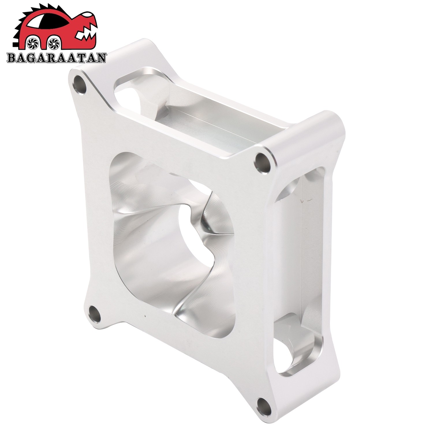 2" Aluminum 4150 CNC Machined Carburetor Spacer Square Bore 4 Port - Silver USA