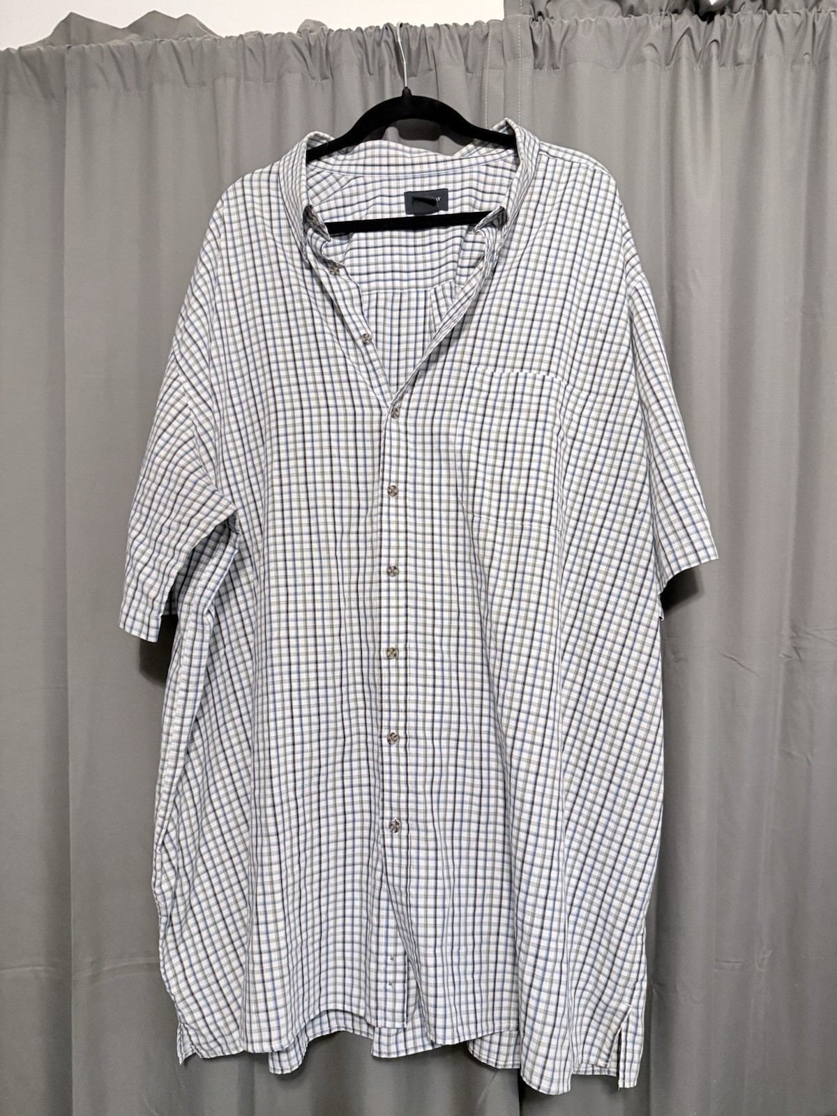 Harbor Bay Men's 4XLT White Blue Green Plaid Short Sleeve Button-Up Shirt