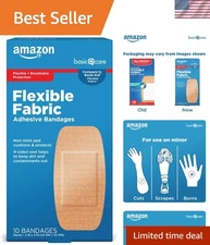 Breathable XL Fabric Adhesive Bandages 10 Count - Conform to Wounds Comfortably
