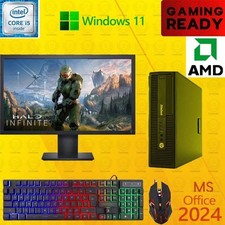 Gaming HP i5 Desktop PC Computer AMD R5 340x 2GB Win11 16G SSD 22" LCD
