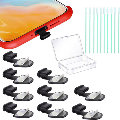 USB C-Type anti Loss Dust Plugs, USB C-Type Port Silicone Dust Covers, with Deta